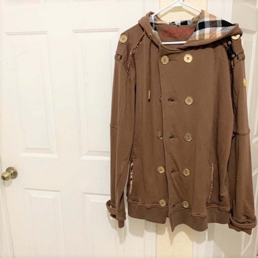 Crown Holder Jacket Gold Buttons Lapels Hoodie